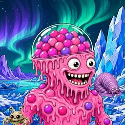 Oozlings #8571, Gumball Brain · Aurora Ice