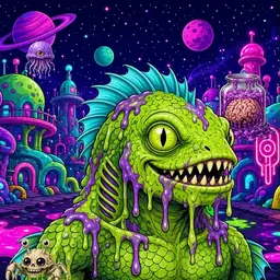 Oozlings #8572, Swamp Fish · Neon City