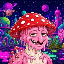Oozlings #8582, Mushroom Head · Neon City