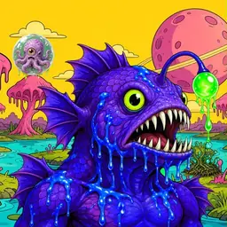 Oozlings #8586, Mutated Anglerfish · Turquoise Swamp