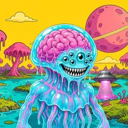 Oozlings #8588, Jellyfish Brain · Turquoise Swamp