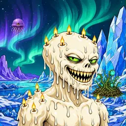 Oozlings #8592, Candle Wax · Aurora Ice