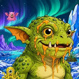Oozlings #8596, Toad Goblin · Aurora Ice
