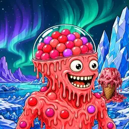 Oozlings #861, Mutated Gumball Brain · Aurora Ice