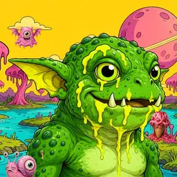Oozlings #8612, Mutated Toad Goblin · Turquoise Swamp