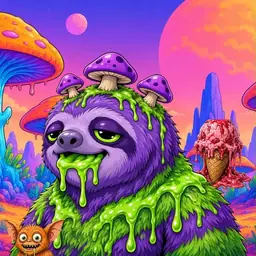 Oozlings #8614, Slime Sloth · Mushroom Desert