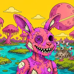 Oozlings #8618, Mutated Zombie Bunny · Turquoise Swamp
