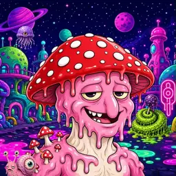 Oozlings #8621, Mushroom Head · Neon City