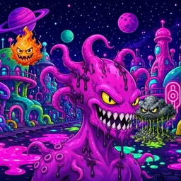 Oozlings #8622, Squid · Neon City