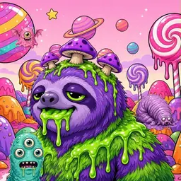 Oozlings #8635, Slime Sloth · Candy Planet