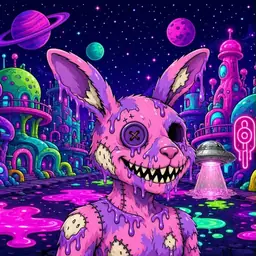 Oozlings #864, Zombie Bunny · Neon City