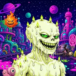 Oozlings #8642, Mutated Candle Wax · Neon City