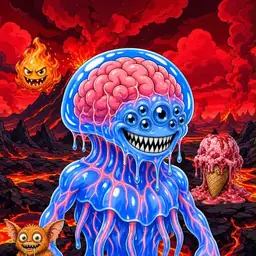 Oozlings #8650, Mutated Jellyfish Brain · Lava Fields