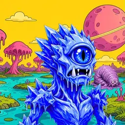 Oozlings #8666, Mutated Ice Cyclops · Turquoise Swamp