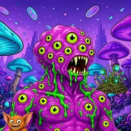 Oozlings #8667, Mutated Eyeball Cluster · Fungus Forest