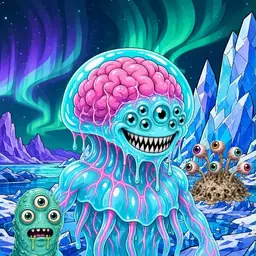Oozlings #8672, Jellyfish Brain · Aurora Ice