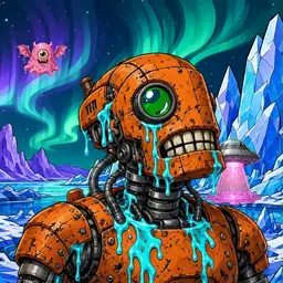 Oozlings #8676, Rusty Robot · Aurora Ice
