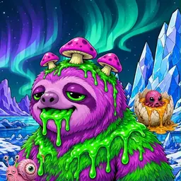 Oozlings #8680, Mutated Slime Sloth · Aurora Ice