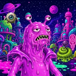 Oozlings #8688, Mutated Slug · Neon City
