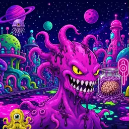 Oozlings #8694, Squid · Neon City