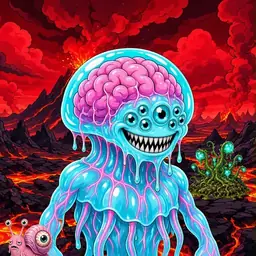 Oozlings #8706, Jellyfish Brain · Lava Fields