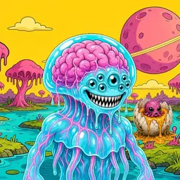 Oozlings #8718, Jellyfish Brain · Turquoise Swamp