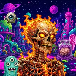 Oozlings #8720, Fire Skull · Neon City
