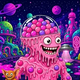 Oozlings #873, Gumball Brain · Neon City