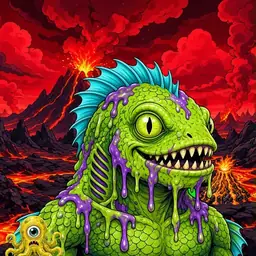 Oozlings #874, Swamp Fish · Lava Fields