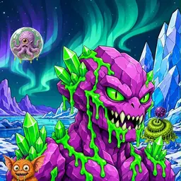 Oozlings #8741, Mutated Crystal Rock · Aurora Ice