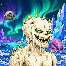Oozlings #8747, Candle Wax · Aurora Ice