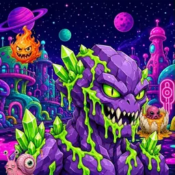 Oozlings #8748, Crystal Rock · Neon City