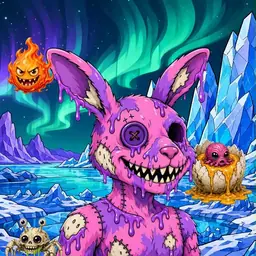 Oozlings #8752, Zombie Bunny · Aurora Ice