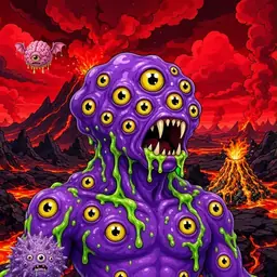 Oozlings #8757, Eyeball Cluster · Lava Fields