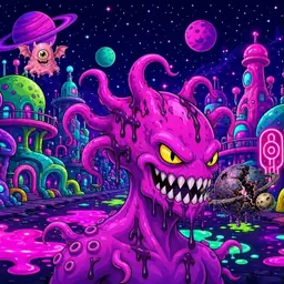 Oozlings #8783, Squid · Neon City
