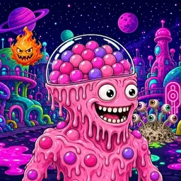 Oozlings #8797, Gumball Brain · Neon City