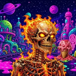 Oozlings #8799, Fire Skull · Neon City