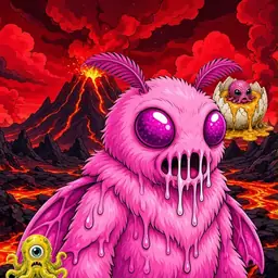 Oozlings #880, Mutant Moth · Lava Fields