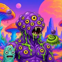 Oozlings #8811, Eyeball Cluster · Mushroom Desert