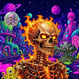 Oozlings #8813, Fire Skull · Neon City