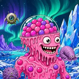 Oozlings #882, Gumball Brain · Aurora Ice