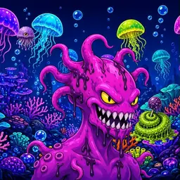 Oozlings #8838, Squid · Glow Reef