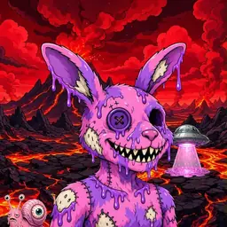 Oozlings #884, Zombie Bunny · Lava Fields
