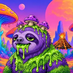 Oozlings #8841, Slime Sloth · Mushroom Desert