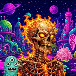 Oozlings #8845, Fire Skull · Neon City