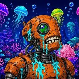 Oozlings #8848, Rusty Robot · Glow Reef