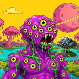 Oozlings #8854, Mutated Eyeball Cluster · Turquoise Swamp