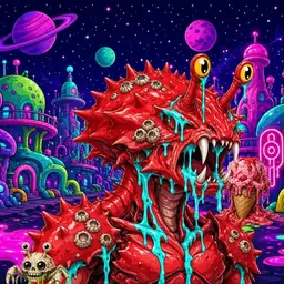 Oozlings #8864, Crab · Neon City
