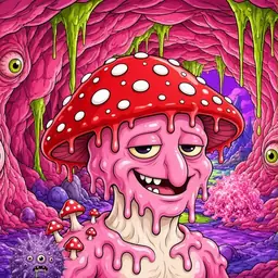 Oozlings #8874, Mushroom Head · Flesh Cave