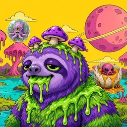 Oozlings #8879, Slime Sloth · Turquoise Swamp